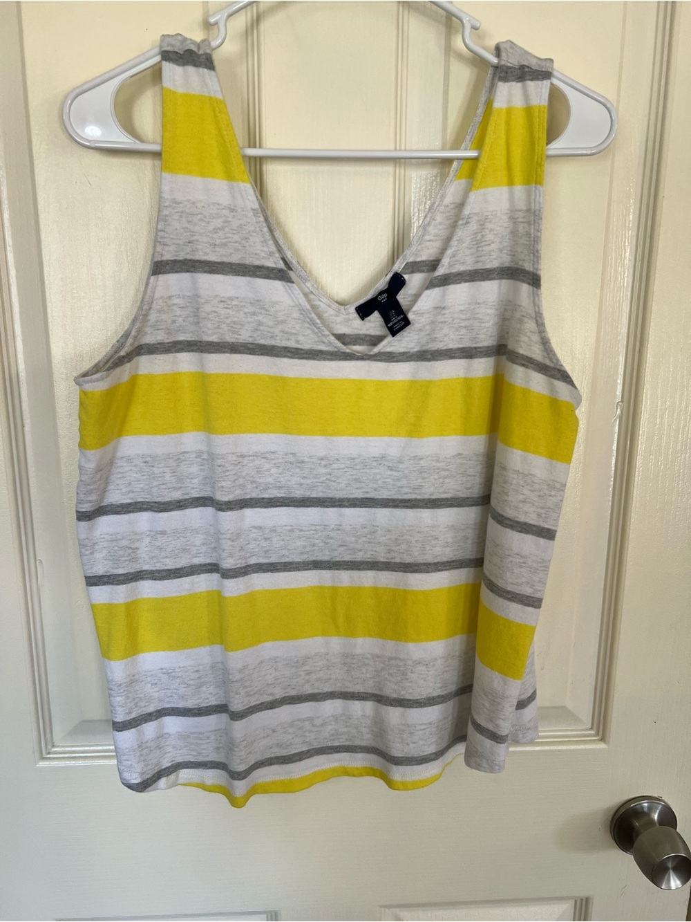 Gap Sleeveless Yellow White Gray Stripe Summer Tank